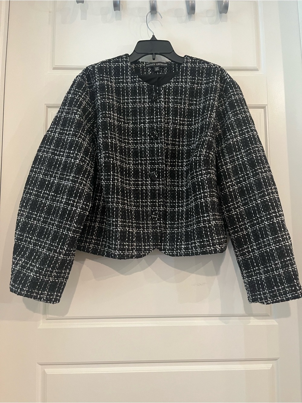 Ashley Graham Women's Tweed Black & White Boucle Suit Jacket Plus Size 16W - NWT